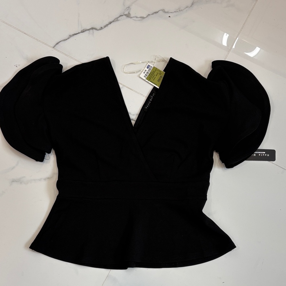 Haute Monde Black Peplum Blouse